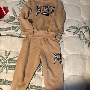 Nike Beige/Tan Logo Sweatshirt and Joggers Set